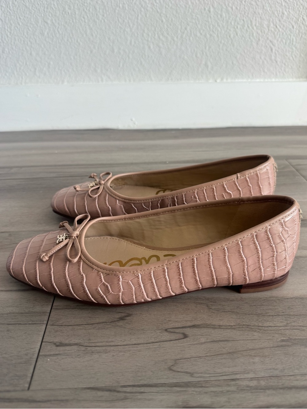 Sam Edelman Jillie Dusty Pink Croc-Embossed Ballet Flats - Picture 5 of 7